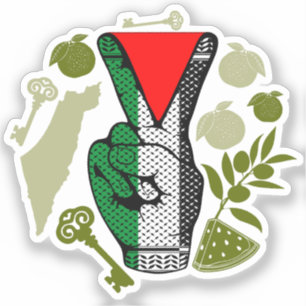Victory Sign Hand Resistance Red Triangle Symbol Sticker