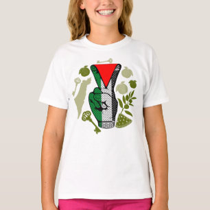 Victory Sign Hand Resistance Red Triangle Symbol T-Shirt