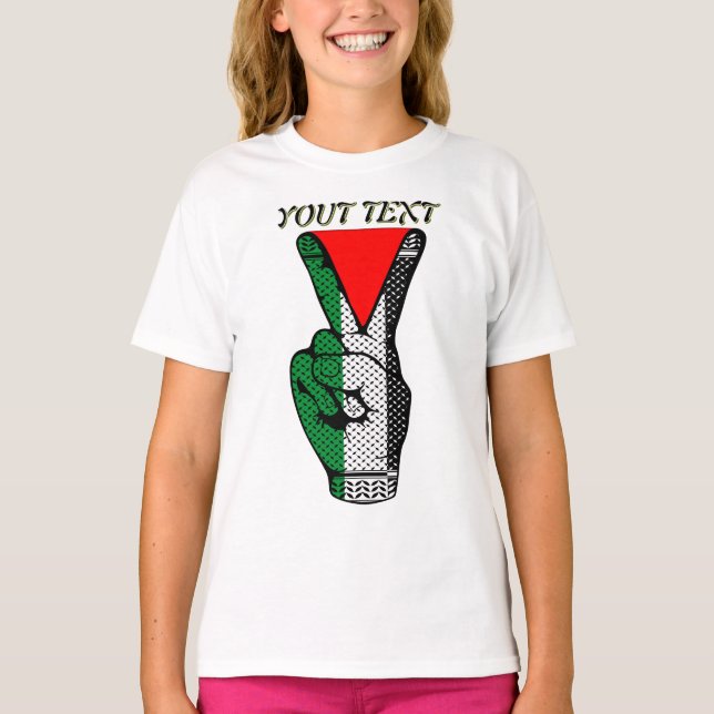 Victory Sign Hand Resistance Red Triangle Symbol T-Shirt (Front)