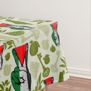 Victory Sign Hand Resistance Red Triangle Symbol Tablecloth