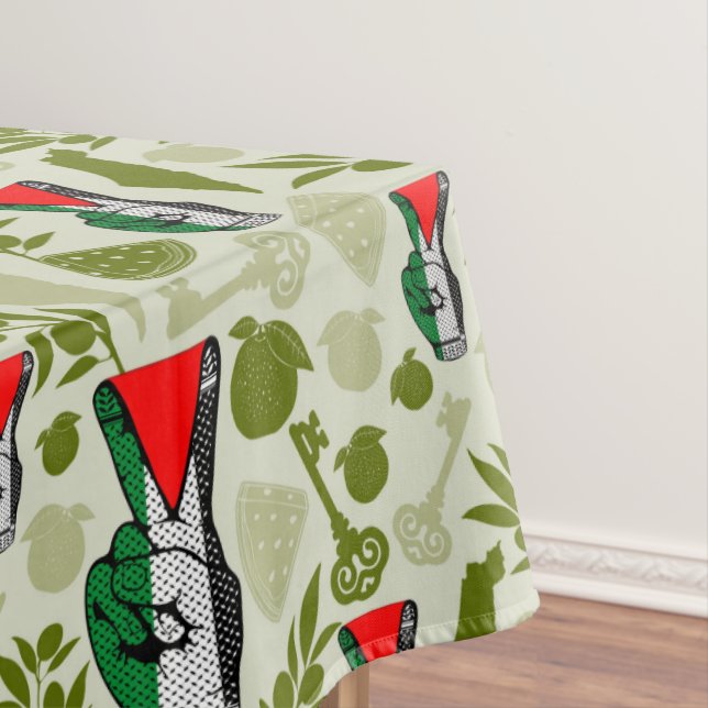 Victory Sign Hand Resistance Red Triangle Symbol Tablecloth (In Situ)