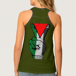 Victory Sign Hand Resistance Red Triangle Symbol Tank Top