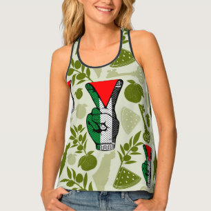 Victory Sign Hand Resistance Red Triangle Symbol Tank Top