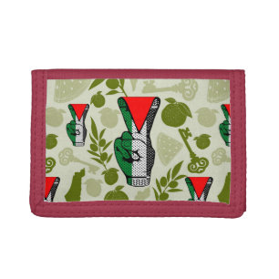 Victory Sign Hand Resistance Red Triangle Symbol Tri-fold Wallet