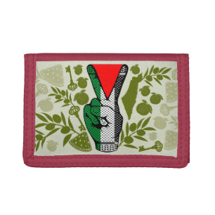 Victory Sign Hand Resistance Red Triangle Symbol Tri-fold Wallet