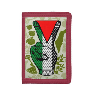 Victory Sign Hand Resistance Red Triangle Symbol Trifold Wallet