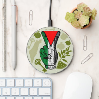 Victory Sign Hand Resistance Red Triangle Symbol Wireless Charger