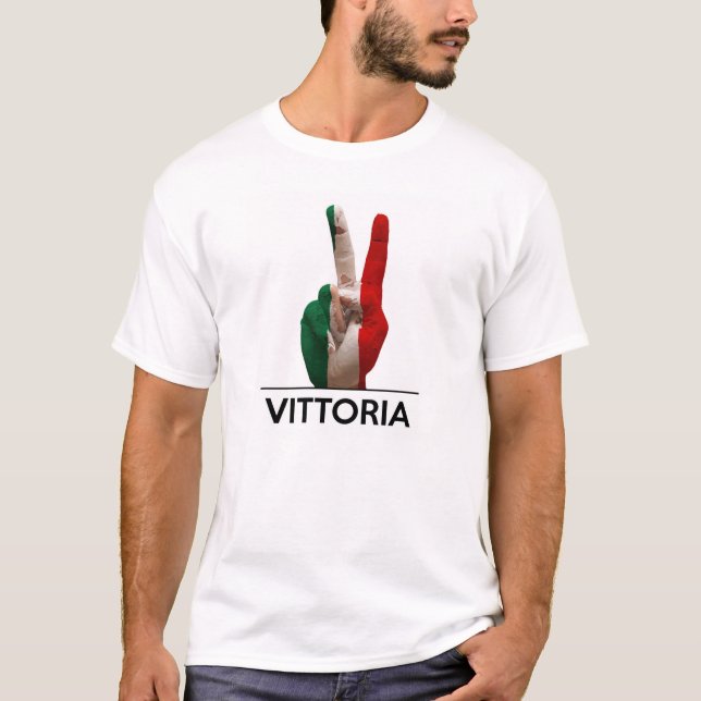 victory symbol hand italy vittoria italian text T-Shirt (Front)
