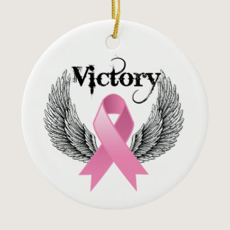 Victory Wings Breast Cancer Ceramic Ornament