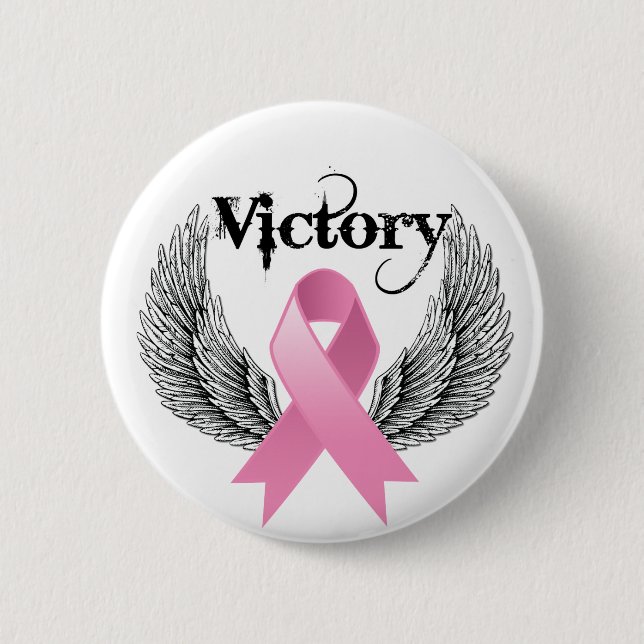 Victory Wings Breast Cancer Pinback Button (Front)