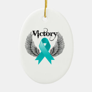Victory Wings - Ovarian Cancer Ceramic Ornament