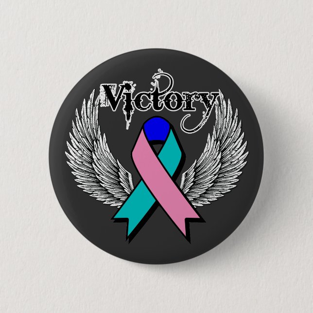 Victory Wings - Thyroid Cancer Pinback Button (Front)