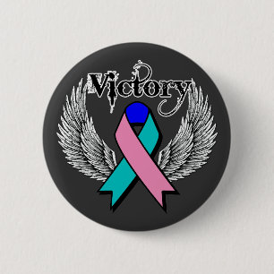 Victory Wings - Thyroid Cancer Pinback Button
