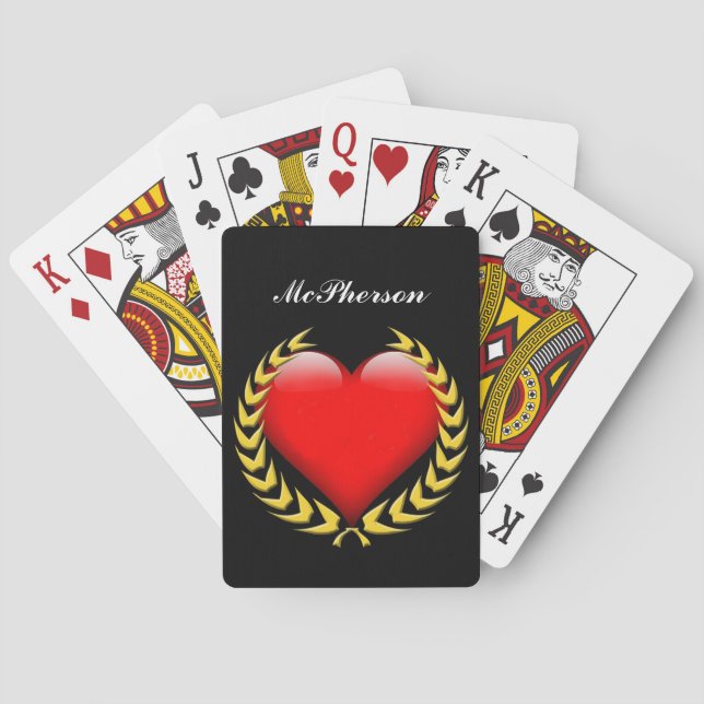 Victory Wreath and Heart express love Personalize Poker Cards (Back)
