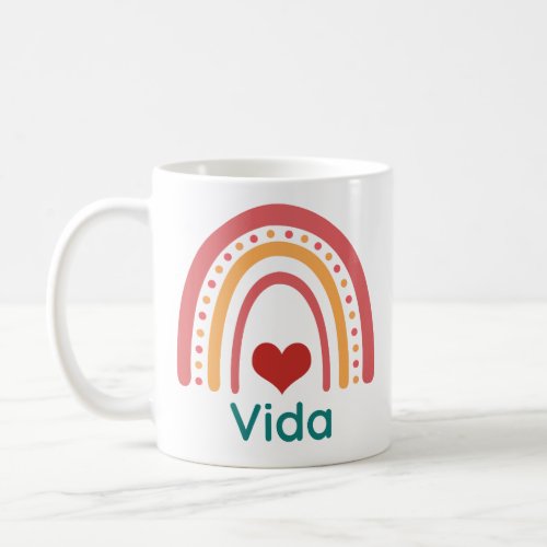 Vida Name Vintage Boho Rainbow Coffee Mug