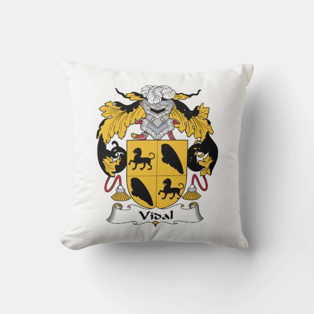 Vidal Family Crest Throw Pillow (Front)