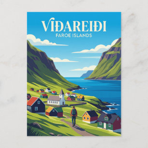 Viðareiði Village Faroe Islands Postcard