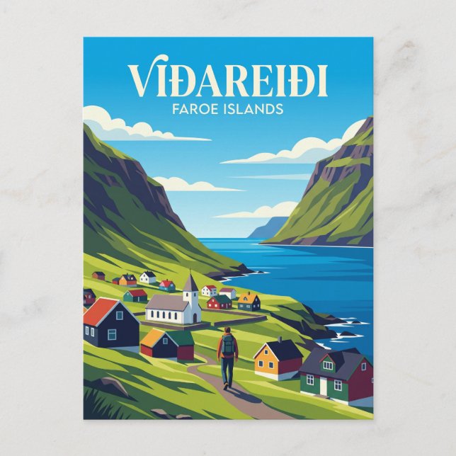 Viðareiði Village Faroe Islands Postcard (Front)