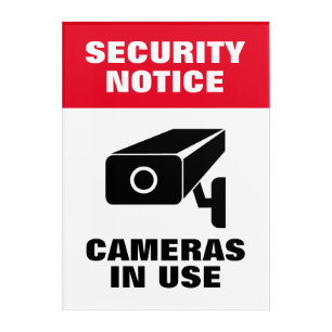 Video camera monitoring notice acrylic print sign