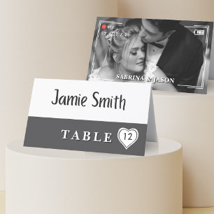 Video Camera Photo Heart Wedding Place Card