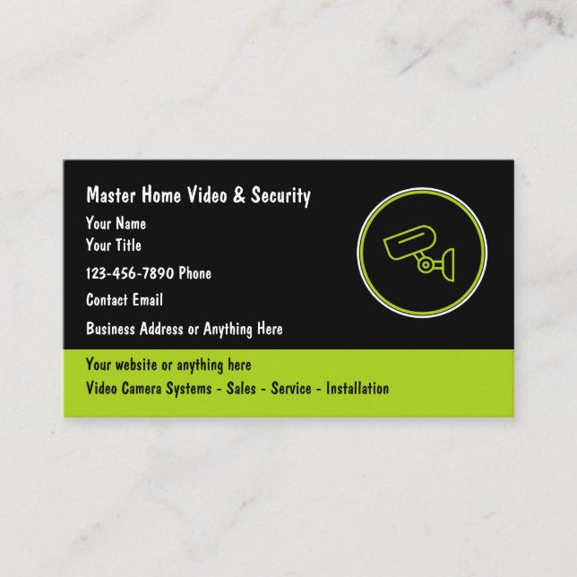 Video Camera Security Services Business Cards (Front)