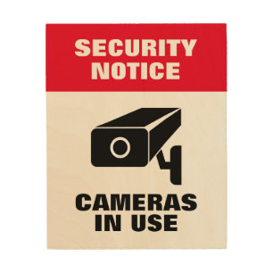 Video camera surveillance notice wood sign