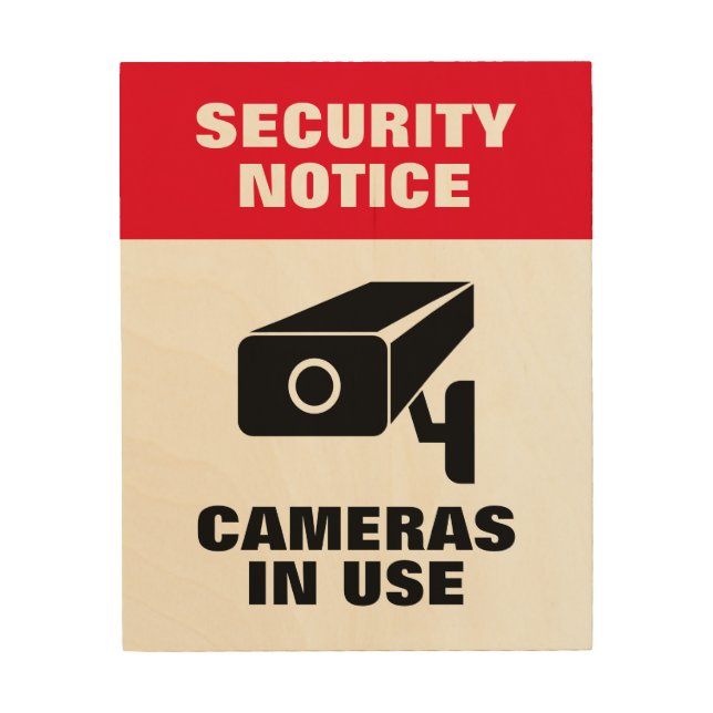 Video camera surveillance notice wood sign (Front)