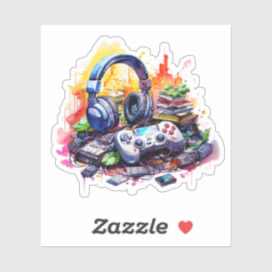 Video Controller, Headphones, Books Teen Sticker