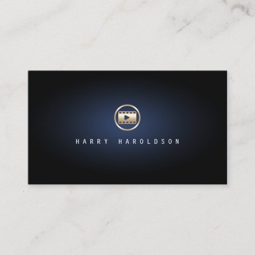Video Editor Elegant Video Clip Icon Blue Glow Business Card