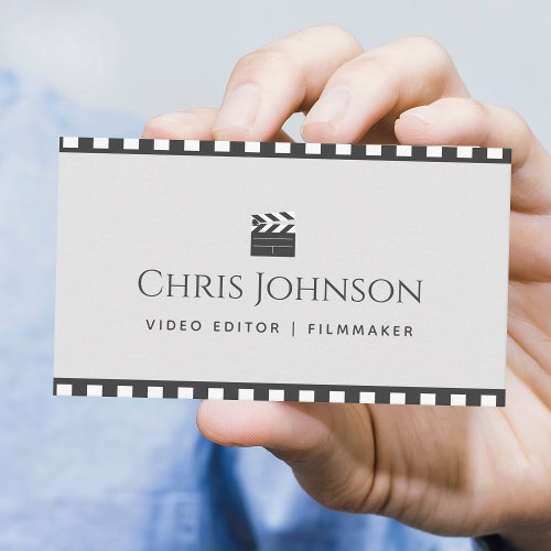 Video Editor Filmmaker Pastel  Brown Movie Tape Business Card