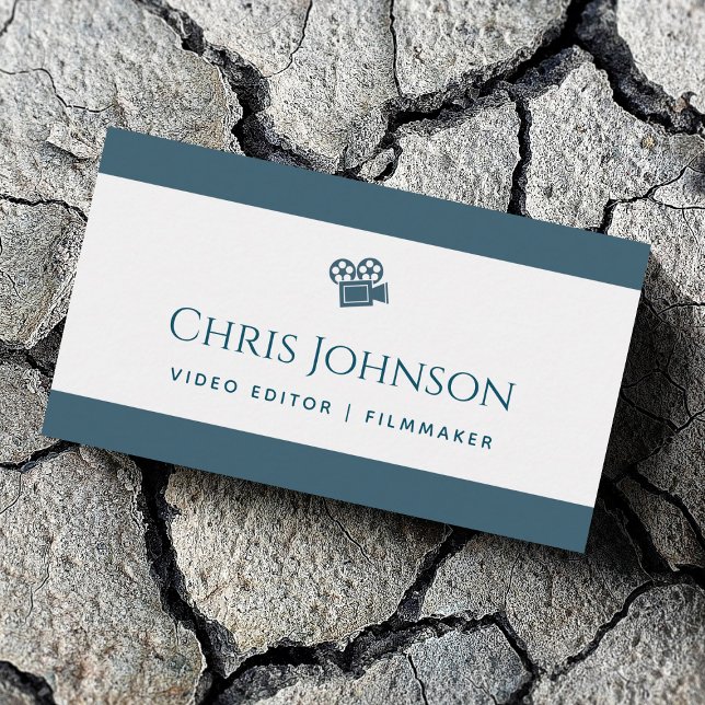 Video Editor Filmmaker Production Director Teal Business Card (Creator Uploaded)
