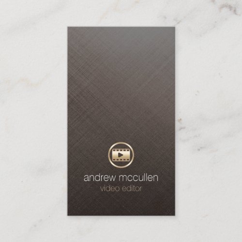 Video Editor Gold Video Clip Brushed Metal Business Card