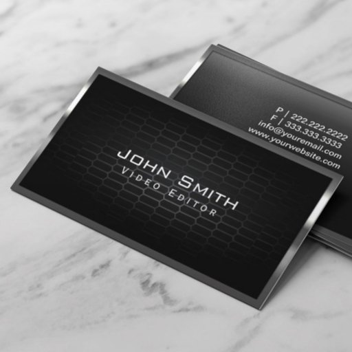 Customizable Dark Metal Cells Video Editor Business Card