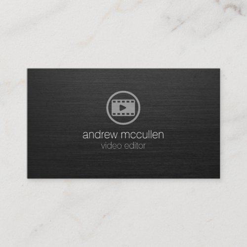 Video Editor Video Clip Icon Dark Brushed Metal Business Card