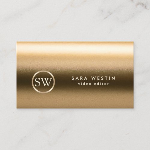 Video Editor Visual Arts Media Gold Monogram Business Card