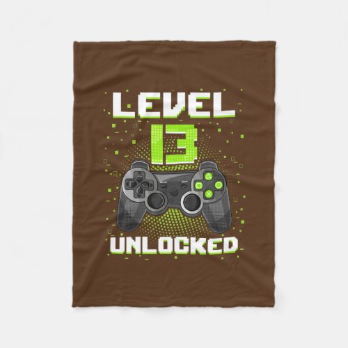 Video Game 13th Birthday Gaming Boy Level 13 Fleece Blanket