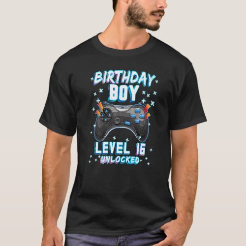 Video Game 16th Birthday Gamer Boys  Level 16 Unlo T_Shirt