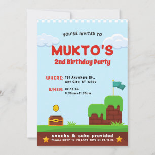 Video Game 2nd Birthday Party Boy Edit Template