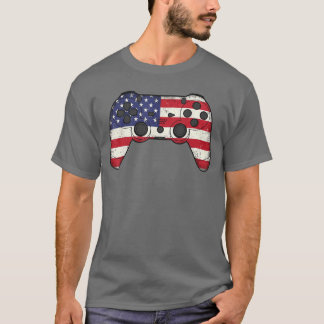 Video Game 4th of July American Flag Gaming Gamer T-Shirt