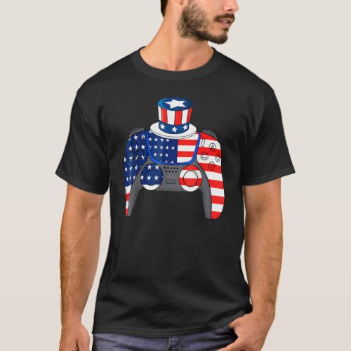 Video Game 4th Of July Controller American Flag Ki T_Shirt