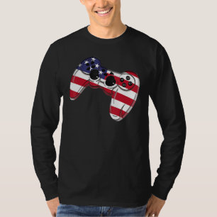 Video Game 4th Of July Controller American Flag T-Shirt