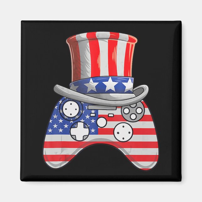 Video Game 4th Of July Uncle Sam Hat Game Controll Magnet (Front)