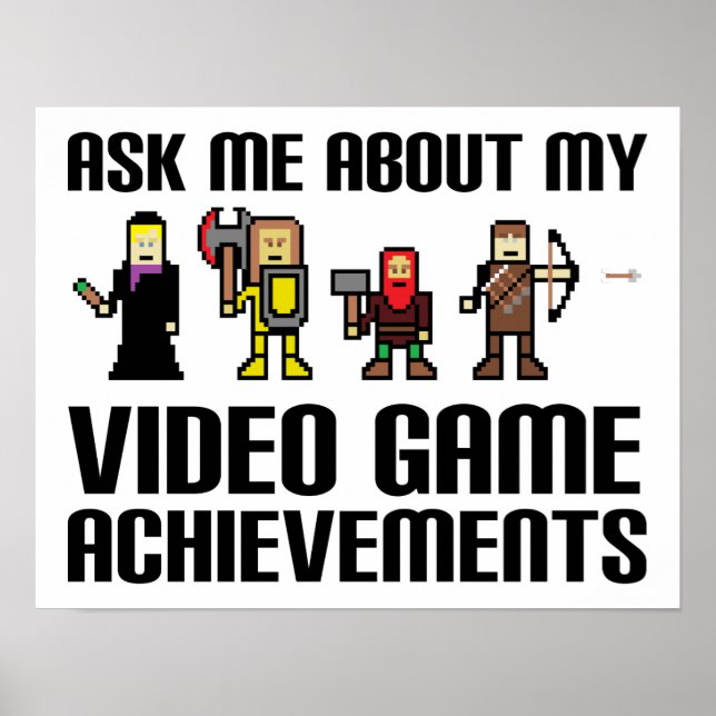 Video Game Achievements Funny Poster (Front)