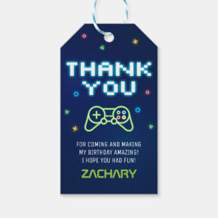 Video Game Arcade Party Thank You Favor Gift Tag