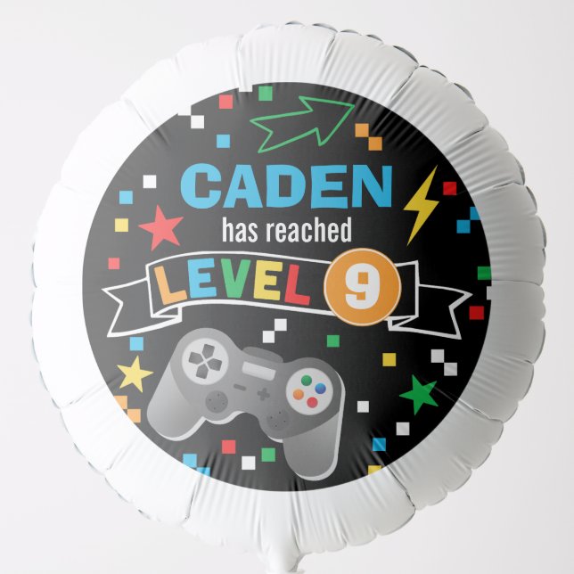 Video Game Birthday Balloon Customized with Name (Front)