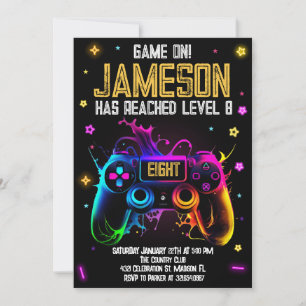 Video Game Birthday Boy Gamer Party Invitation