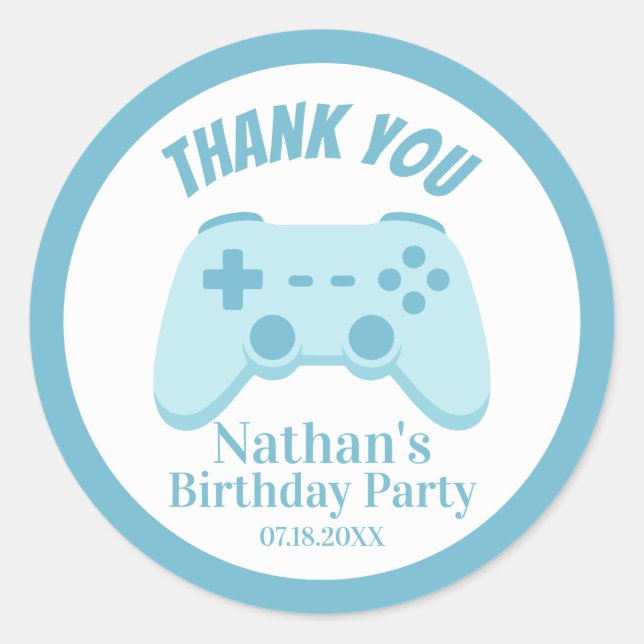 Video Game Birthday | Gaming Controller Party Classic Round Sticker (Front)
