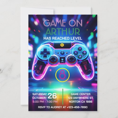 Video game birthday invitation