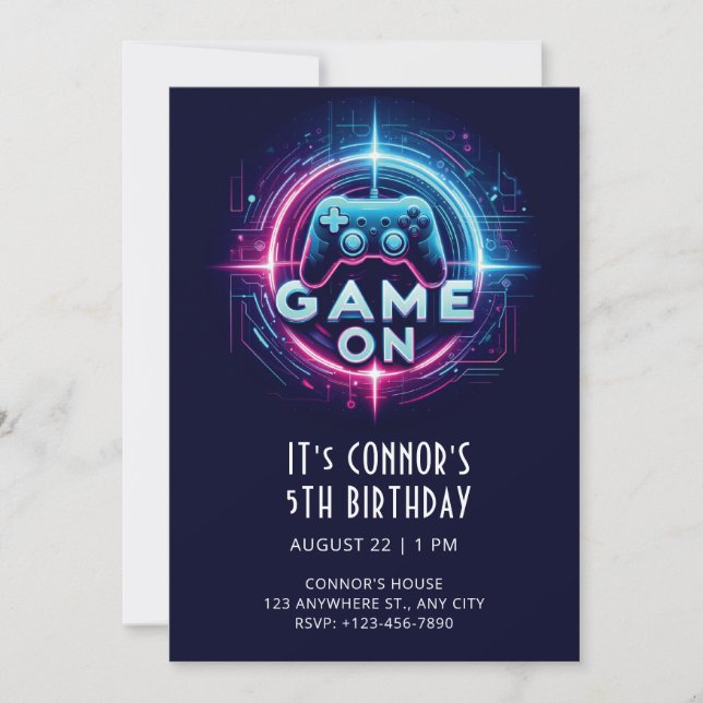 Video Game Birthday Invitation (Front)