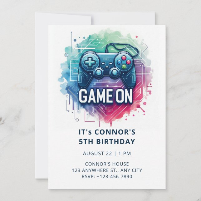 Video Game Birthday Invitation (Front)